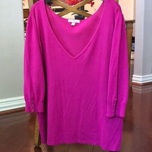 Fuscia V-Neck Sweater
